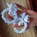 Białe ślubne klipsy koła - lekkie, handmade