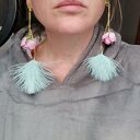 Klipsy pióra lekkie w stylu boho-folk - róże i etno