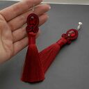 Klipsy sutasz burgundowe z chwostami - handmade