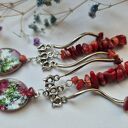 Klipsy koraliki elementy naturalne koral sieczka dużej lekkie polecam box X1