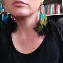 Klipsy etno boho folk z piórami i kryształem górskim