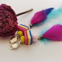 Klipsy ja kocham tęczę to z szarością się męczę - pióra długie etno