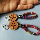 Klipsy etno boho z rzemienia i liny - lekkie klipsy handmade