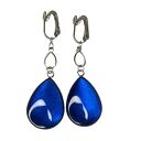 Perłowe klipsy z kobaltowymi kroplami e104/12