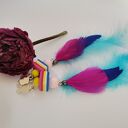 Klipsy ja kocham tęczę to z szarością się męczę - pióra długie etno boho