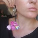 Kwiatowe, lekkie i długie klipsy boho etno folk - ręcznie wykonane