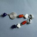 Asymetryczne klipsy etno boho folkowe z żółtymi chwostami (handmade)