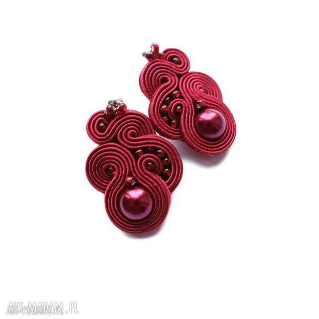 Bordowe kolczyki soutache