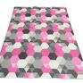 różowe koce i narzuty młodzieżowa hexagons - pink 155x205cm szara