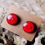 kolczyki prezent walenty czerwone sztyfty okrągłe energetyczne, ceramiczne w kształcie okrągłych modowe wkrętki