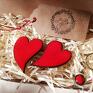 wiszące czerwone serduszka ceramiczne prezent dla kobiety kobiece nowoczesne kolczyki serca