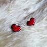 czerwone serduszka kolczyki damski prezent romantyczny serca wkrętki solidne biżuteria