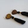 haftowane - Serce dzikiej pantery - kolczyki cętki haft krzyżykowy