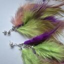 Kolczyki delikatne leciutkie pióra różowo - fioletowe