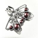 Twisted Maroon - kolczyki lub klipsy wire wrapping z oksydowanego srebra i pereł Swarovski