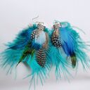 Kolczyki pióra etno boho folk turkusowe - Ruda Klara