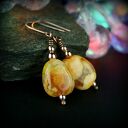 Kolczyki z żółtym agatem - ręcznie robione wire wrapping