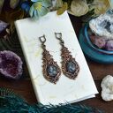 handmade kolczyki wiktoriańskie miedziane wiszące