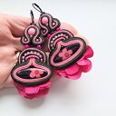 Flamenco kolczyki sutaszowe boho - ręcznie haftowane (8 cm)