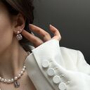 Kolczyki perły z retro kwadratami z różowego złota