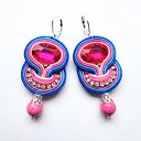 Kolczyki sutaszowe ręcznie haftowane Pink Ball