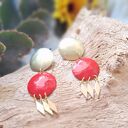 🌺 Kolekcja „Viva” Letnie mosiężne kolczyki z czerwonym elementem emaliowanym