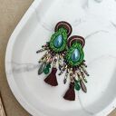 Kolczyki sutasz boho chic z ceramicznym elementem