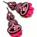 Flamenco kolczyki sutaszowe boho - ręcznie haftowane (8 cm)