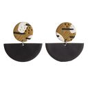 Kolczyki z wiszącym półokręgiem - abstrakcja karmelowo czarno