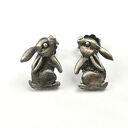 Kolczyki srebrne z zajączkami szare małe