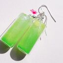 Kolczyki handmade limonkowy drink z masy Fimo