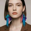 robione - długie pióra Wyjątkowe, ręcznie tworzone kolczyki w formie długich