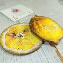 Kolczyki decoupage duże cytryny - żółte na stali chirurgicznej