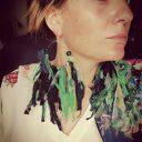 Kolczyki boho Frida - długie pióra w zieleni i turkusie