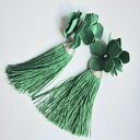 Kolczyki zielone duze chwosty handmade