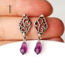 Fleur I - ręcznie robione srebrne kolczyki sztyfty z kryształem Swarovski Amethyst