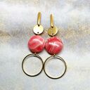 Minimalistyczne kolczyki z okrągłym rodonitem c946