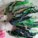 Kolczyki boho Frida - długie pióra w zieleni i turkusie