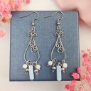 Kolczyki Chalcedon i Jadeit stal chirurgiczna handmade wirewrapping