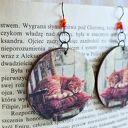 Kolczyki wiszące Kocie dobranoc - ręcznie robione decoupage na drewnie