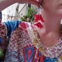 Kolczyki długie lekkie kwiaty w czerwieni - etno-boho