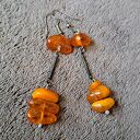 Oryginalne kolczyki z bursztynów bałtyckich mlecznego i koniakowego Prezent z klasą