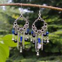 Kolczyki Koraliki Szafirowe Masa Perłowa