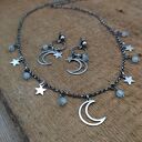 Delikatne kolczyki - księżyc z akwamarynem