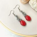 Kolczyki Jadeit Czerwony stal chirurgiczna handmade