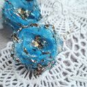 Kolczyki niezapominajki anielskie oczka lekkie tiul błękitne