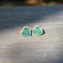 Ceramiczny kolczyki serduszka zielone