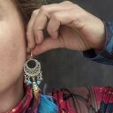 Kolczyki pióra boho - kolorowe, duże i lekkie
