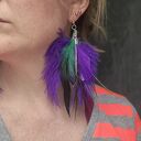 ręcznie robione kolczyki - długie pióra Wyjątkowe, ręcznie tworzone kolczyki w formie długich piór