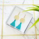 Kolczyki z chwostami Boho Rozetki - Turquoise (złote)